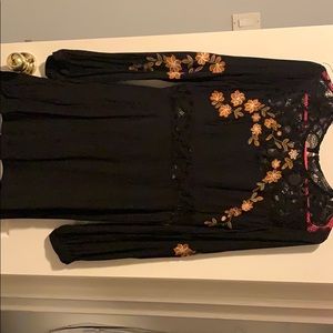 Black dress with orange flowers